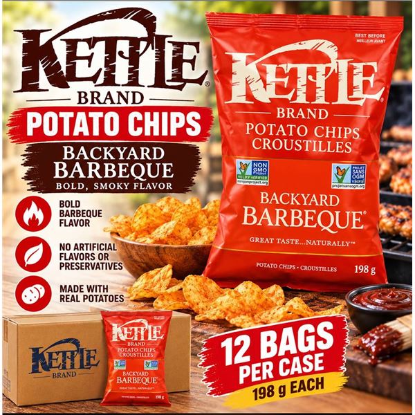 Kettle Backyard Barbeque Chips 12x198g