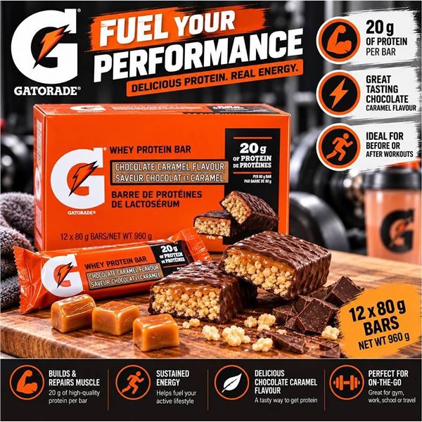 Gatorade Whey Protein Bar Chocolate Chip 12x80g