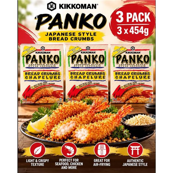 Kikkoman Panko Bread Crumbs 3x454g