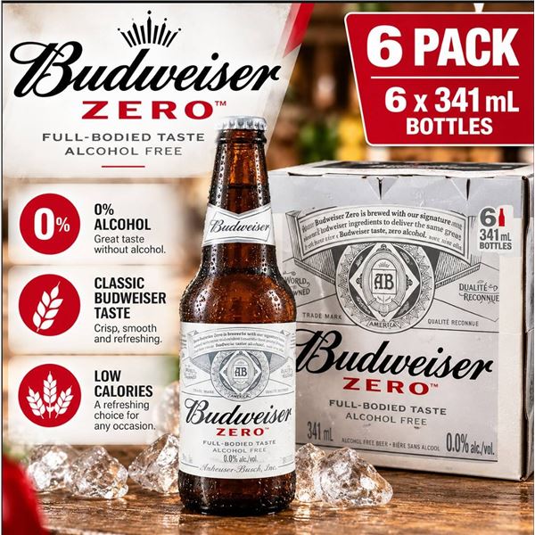 Budweiser Zero Non-Alcoholic Beer 6x341ml
