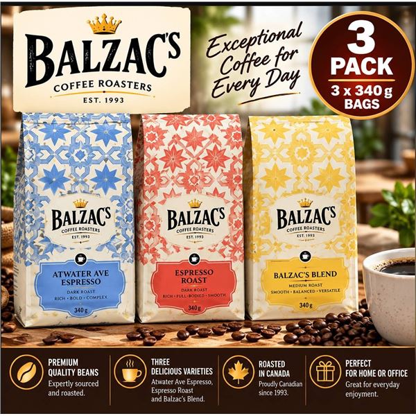 Balzac's Coffee Roasters Coffee 3x340g Bags