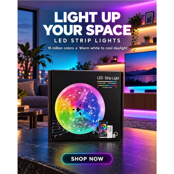 Lxyoug 65ft RGB LED Strip Light Kit, Remote