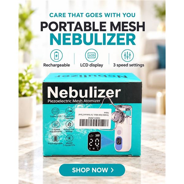 Portable Mesh Nebulizer With LCD Rechargeable
