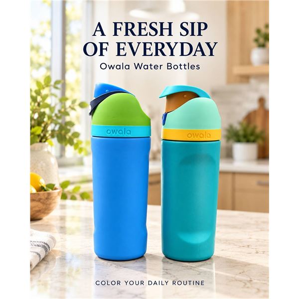 Pair Owala Plastic Water Bottles Assorted Colour