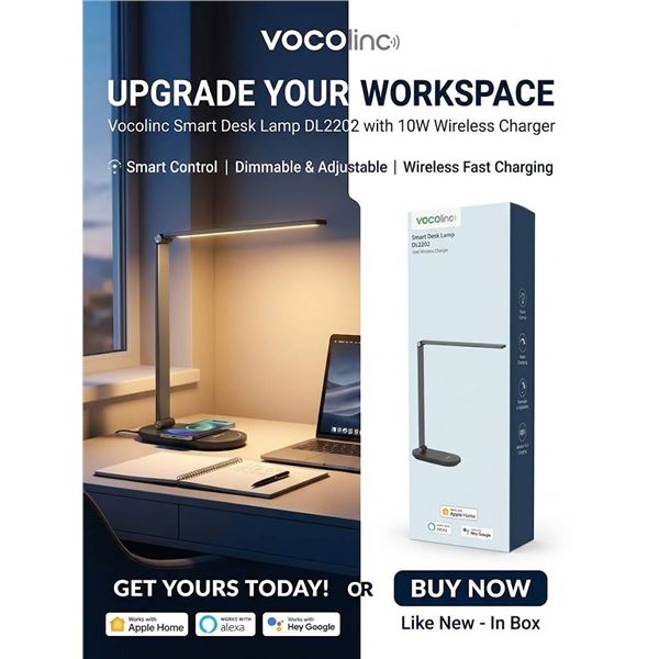 VOCOlinc Smart Desk Lamp DL2202 with Wireless Charger