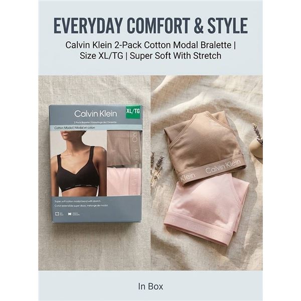Calvin Klein 2 Pack Modal Bralette XL