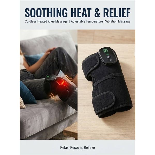 Heated Vibration Knee Massager Black