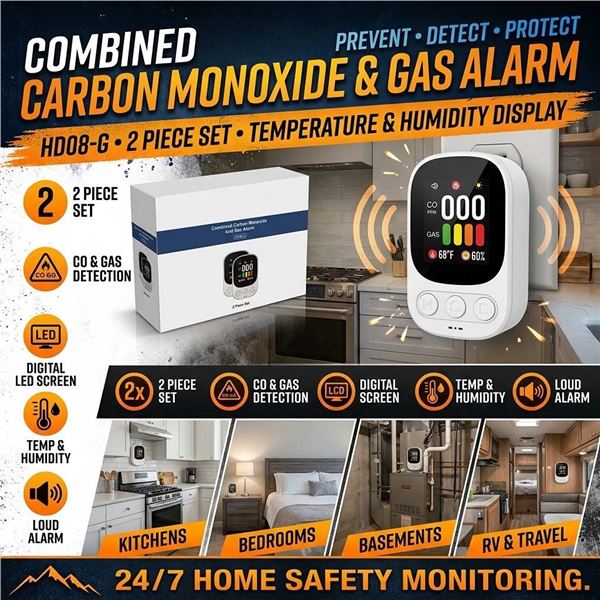 HD08-G Carbon Monoxide & Gas Alarm 2-Pack
