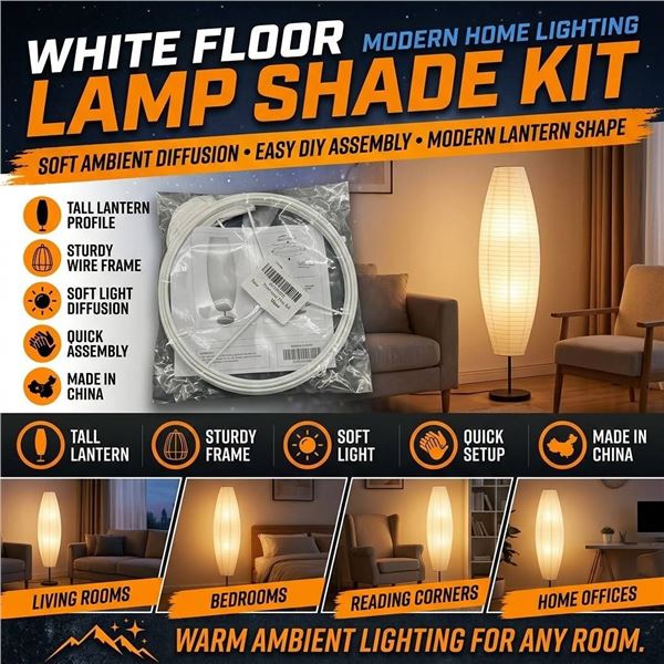 White Floor Lamp Shade Kit, Made in China