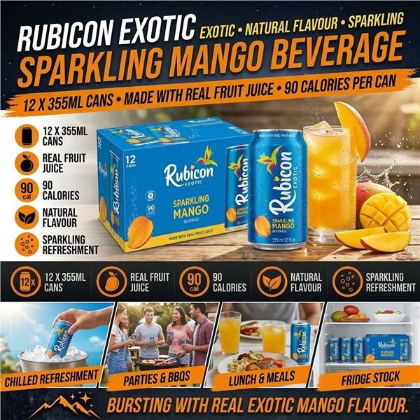 Rubicon Mango Sparkling Beverage 12 x 355mL