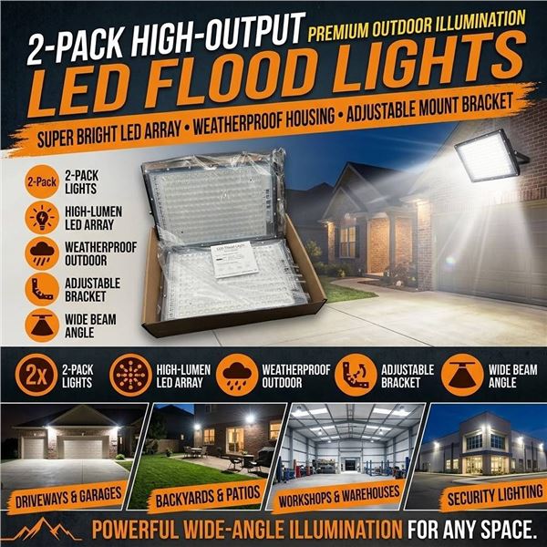 CREATESTAR 2-Pack LED Flood Lights, 150W Each