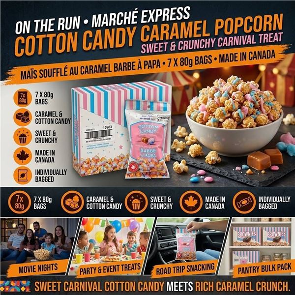 Cotton Candy Caramel Popcorn 7 Pack