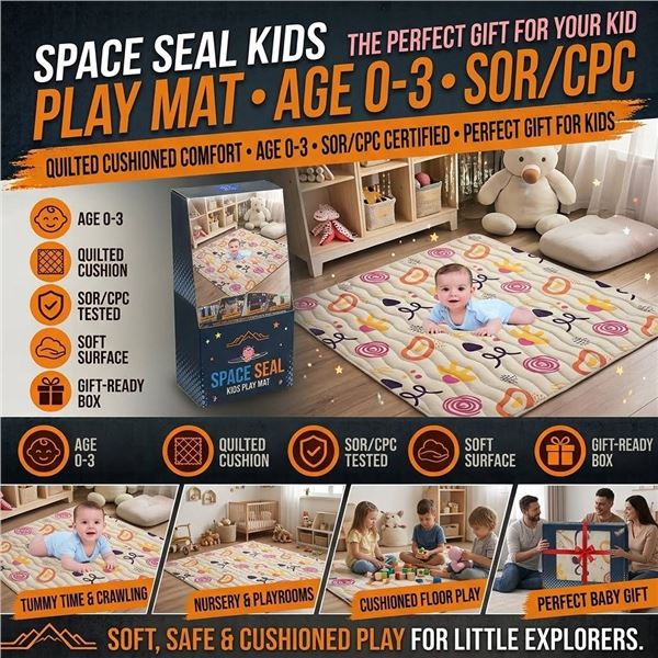 Space Seal Baby Play Mat 79x59 Inch Polyester