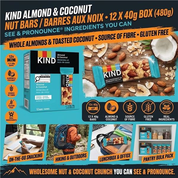 KIND Almond Coconut Bars 12 Pack 480g