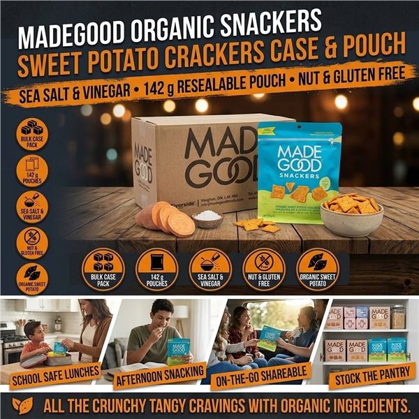 MadeGood Organic Sweet Potato Crackers 6x142g