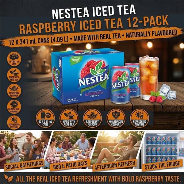 Nestea Raspberry Iced Tea 12 x 341mL Cans