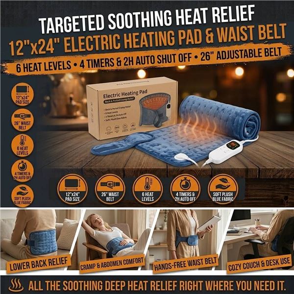Calido Electric Heating Pad 12"x24" with Belt