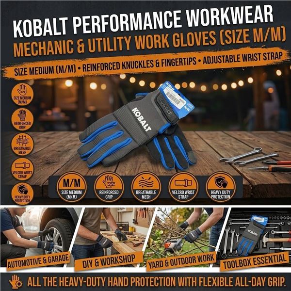 Kobalt Work Gloves Medium Size New Pair