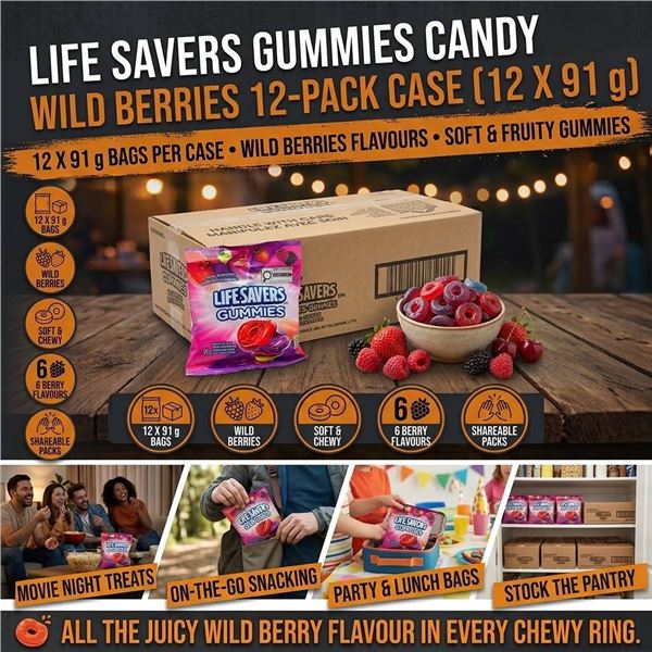 Lifesavers Wild Berries Gummies 12 Bags 91g Each