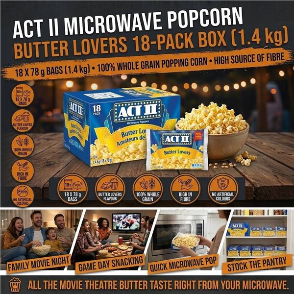 ACT II Butter Lovers Microwave Popcorn 1.4kg