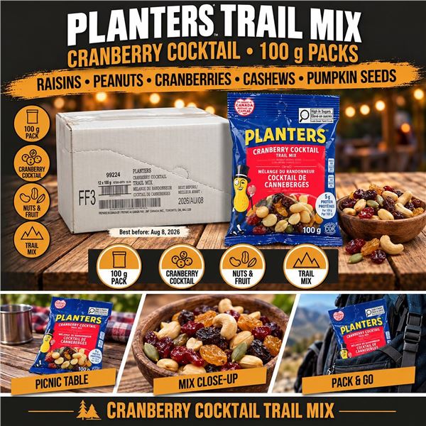 Planters Cranberry Cocktail Trail Mix 12x100g