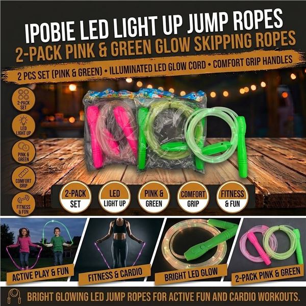 Pair LED Jump Ropes Pink And Green