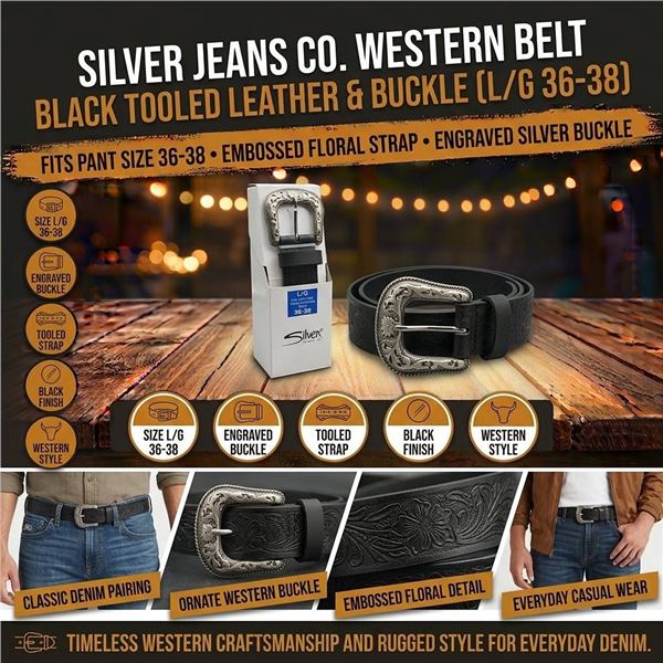 Silver Jeans Co. Leather Belt L/G 36-38