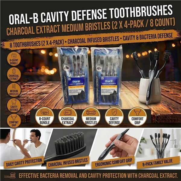 Oral-B Cavity Defense Charcoal Toothbrush Set 8pc
