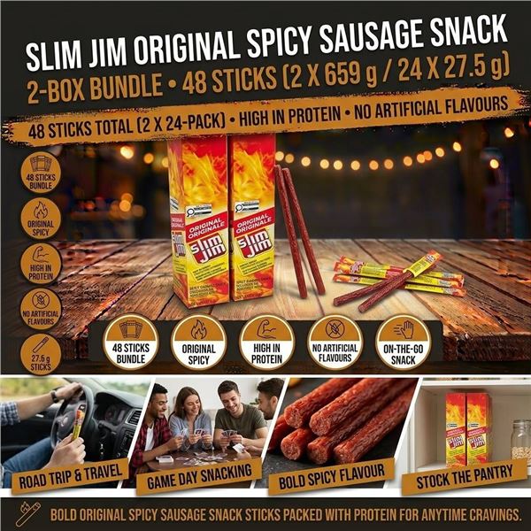 Slim Jim Spicy Sausage Snack 2-Pack 659g