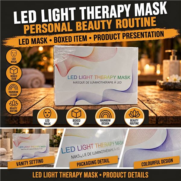 LED Light Therapy Mask, Multicolour, New