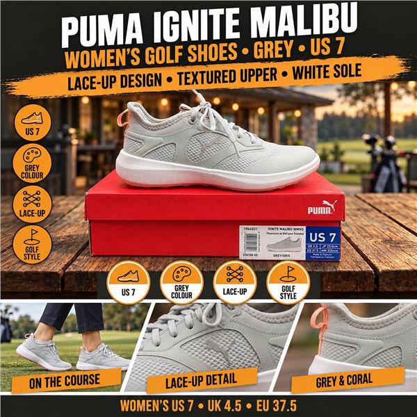 Puma Ignite Malibu Wmns Golf Shoes US 7 Grey