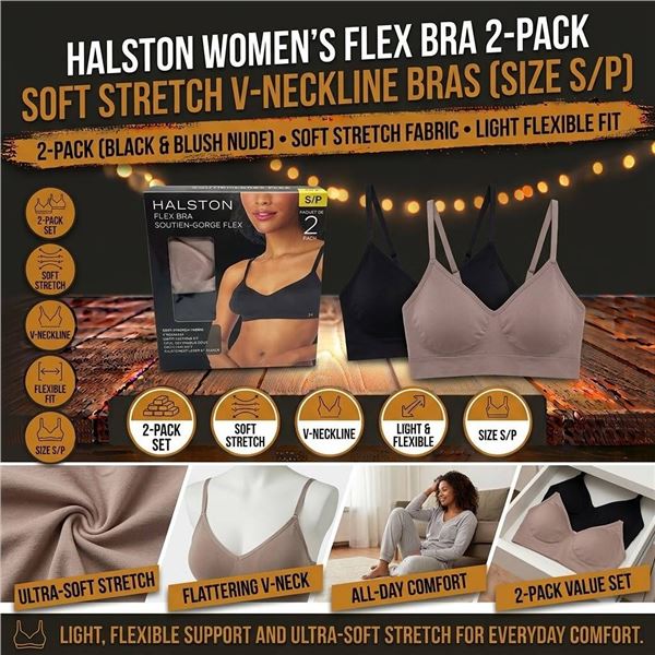 Halston Flex Bra 2-Pack Size S/P Black