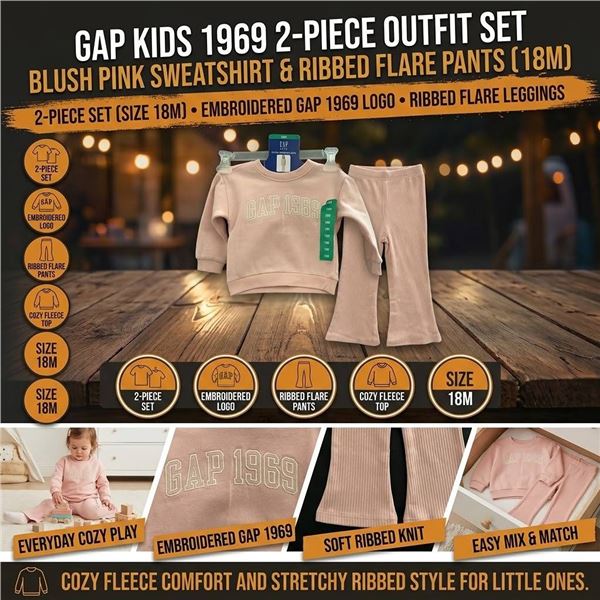 GAP Kids 2-Pc Pink Set 18M Sweatshirt Pants