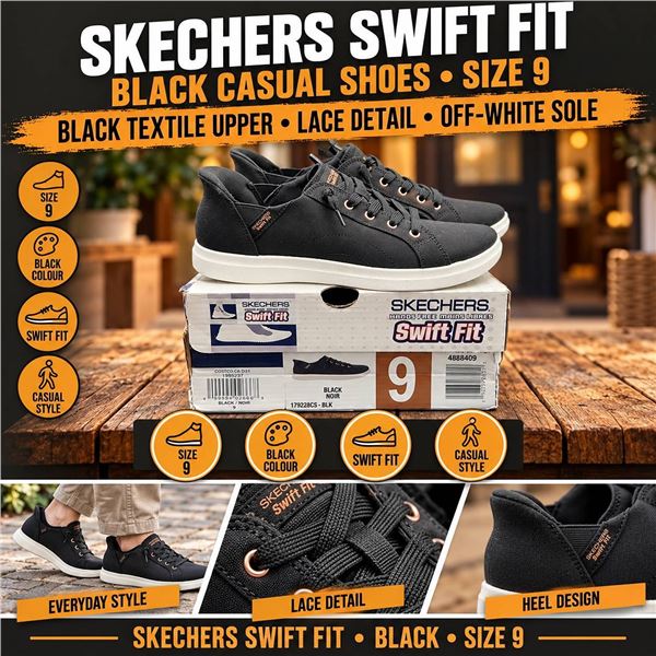 Skechers BOBS Swift Fit Shoes, Black, US 9