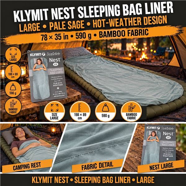 Klymit Nest LG Bamboo Sleeping Bag Liner