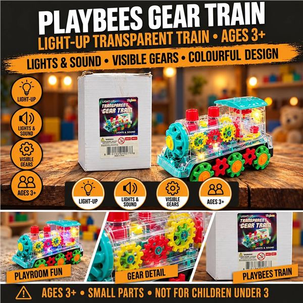 Playbees Light-Up Transparent Gear Train Toy