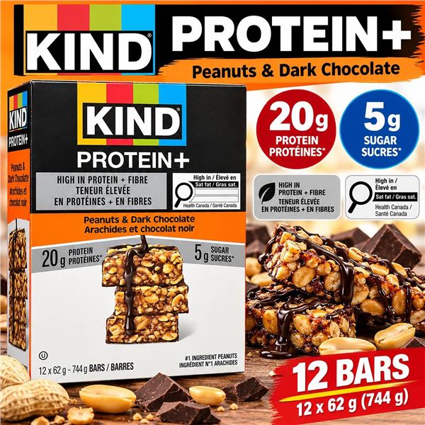 KIND Protein+ Peanut Dark Chocolate Bars 12ct