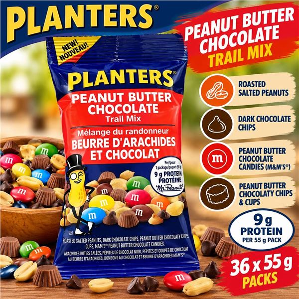 Planters Peanut Butter Chocolate Trail Mix 36x55g