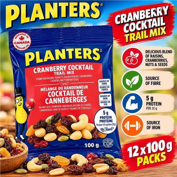 Planters Cranberry Cocktail Trail Mix 12x100g