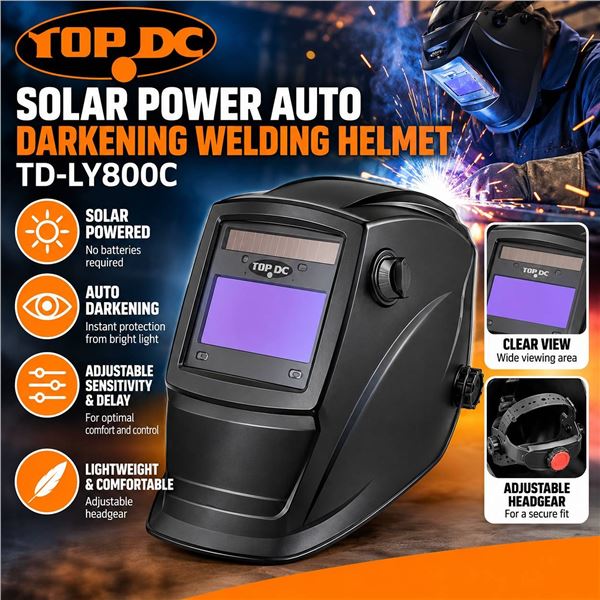 TOP DC Welding Helmet TD-LY800C Solar Auto
