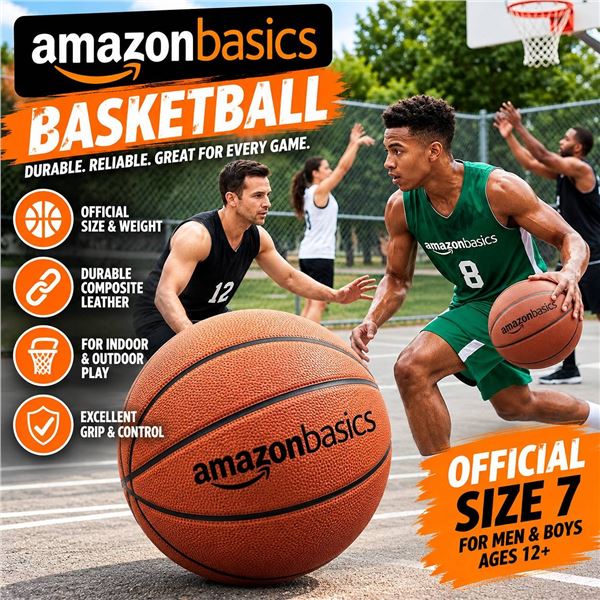 Lot of 2 - Amazon Basics PU Basketball Official 2-Packs (4 Balls total)