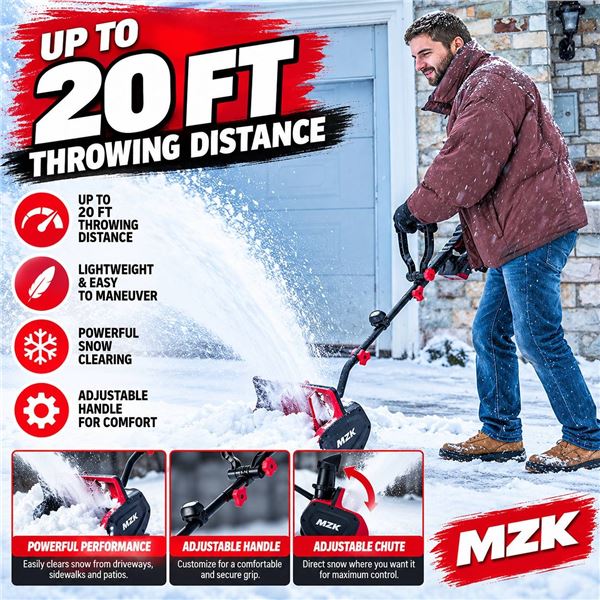 MZK Cordless Snow Shovel With Fast Charger
