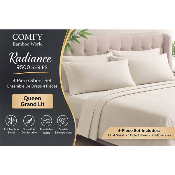 Comfy Bamboo World Queen Sheet Set 4 Pieces