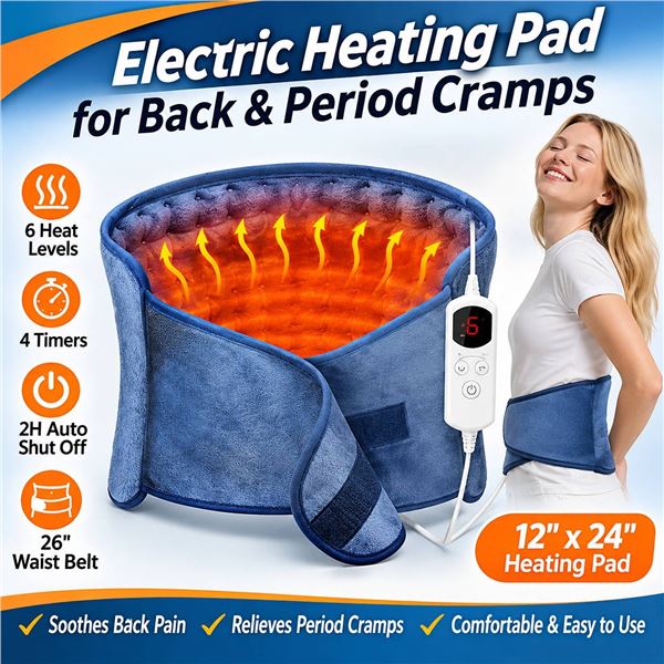 Calldo Electric Heating Pad 12x24in with Belt