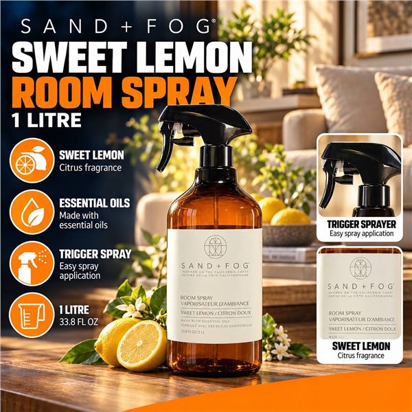 SAND+FOG Sweet Lemon 1 Litre Room Spray