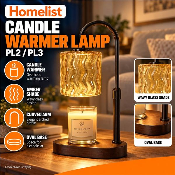 Homelist Candle Warmer Lamp Iron Wood Glass