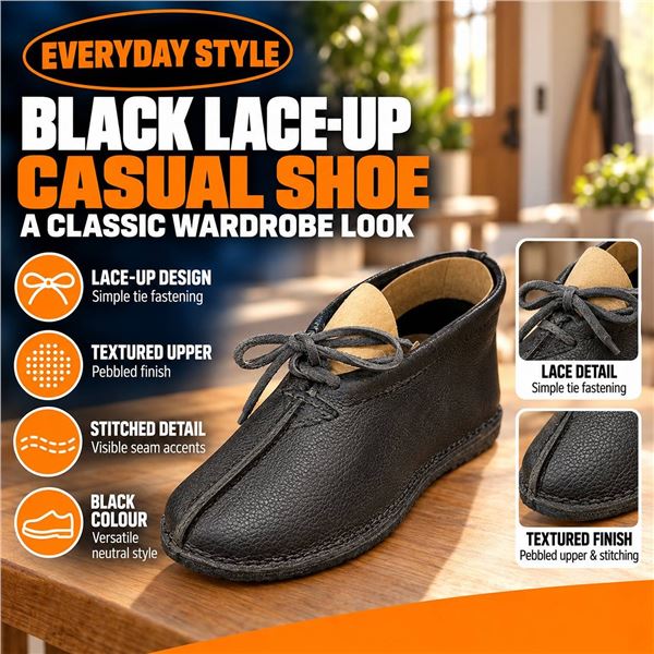Laurentian Chief Black Leather Ladies Shoe 5