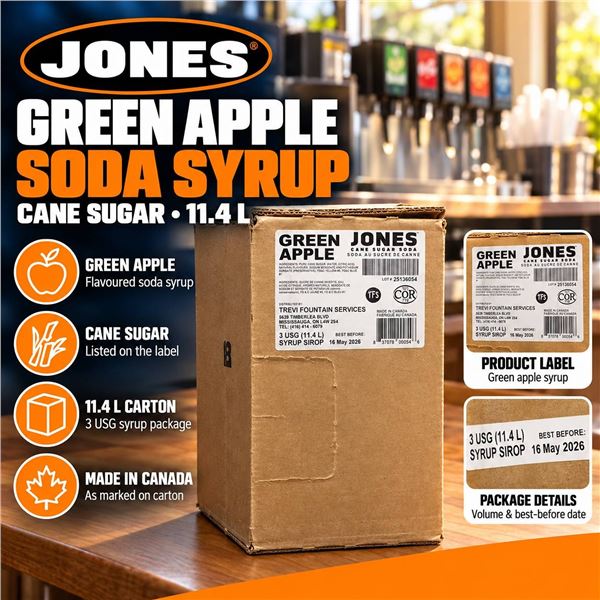 Jones Green Apple Cane Sugar Soda Syrup 11.4L