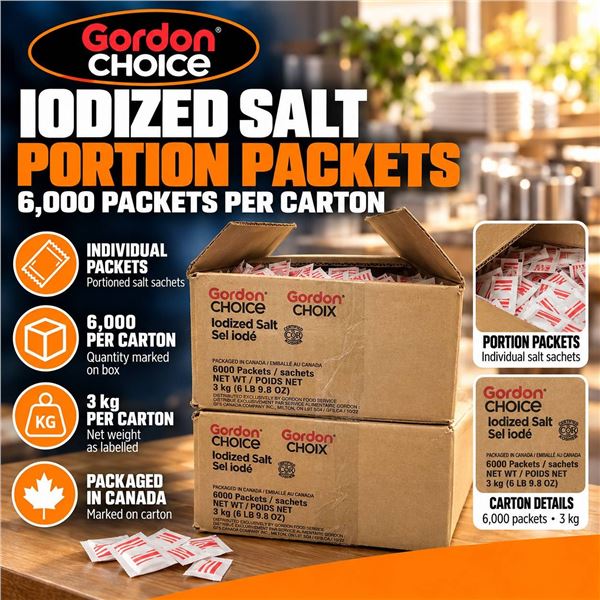 Gordon Choice Iodized Salt 6000 Packets 3kg