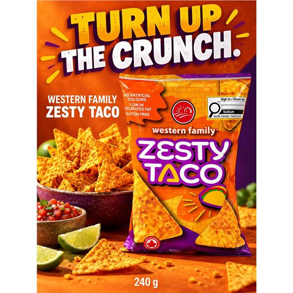 Western Family Zesty Taco Chips 240g
